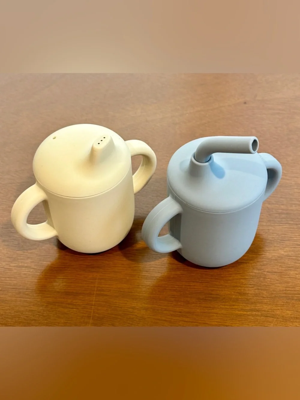 Silicone Training Cup Set in Light Blue & Cream